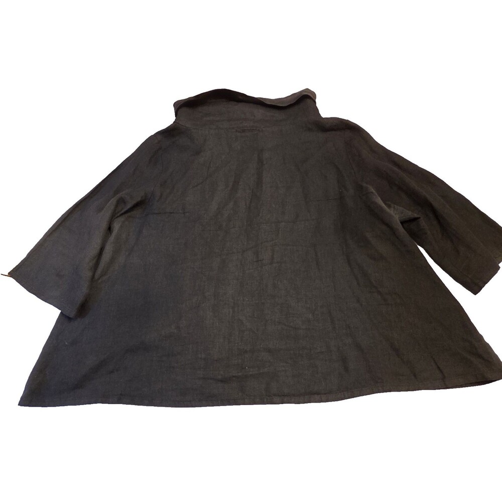 Bryn Walker XL Black 100% Linen Tunic Top Cowl Neck Made in USA Lagenlook Boho - Picture 2 of 8